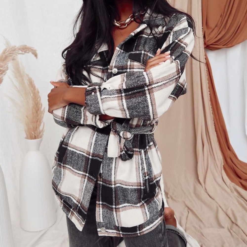 12th Tribe Plaid Cargo Jacket NWT